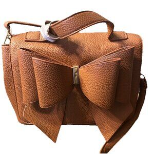 NWT Crossi NY Cognac Bow Bag w/ Crossbody strap
